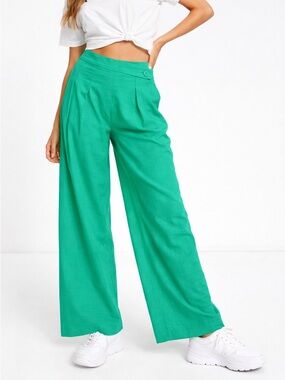 16. Stradivarius • Teal Wide-Leg Pants W15” R12” I28”